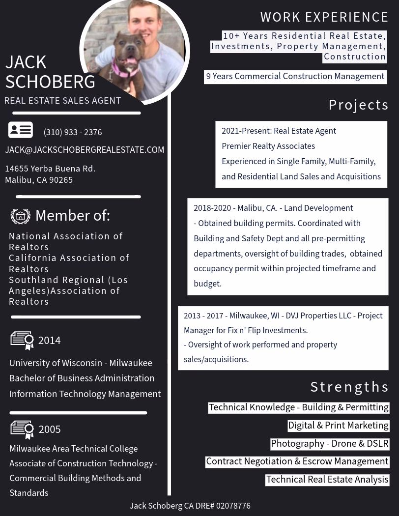 Resume for Jack Schoberg Real Estate Agent